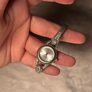 Elegant Silver Watch with Rhinestone Accents